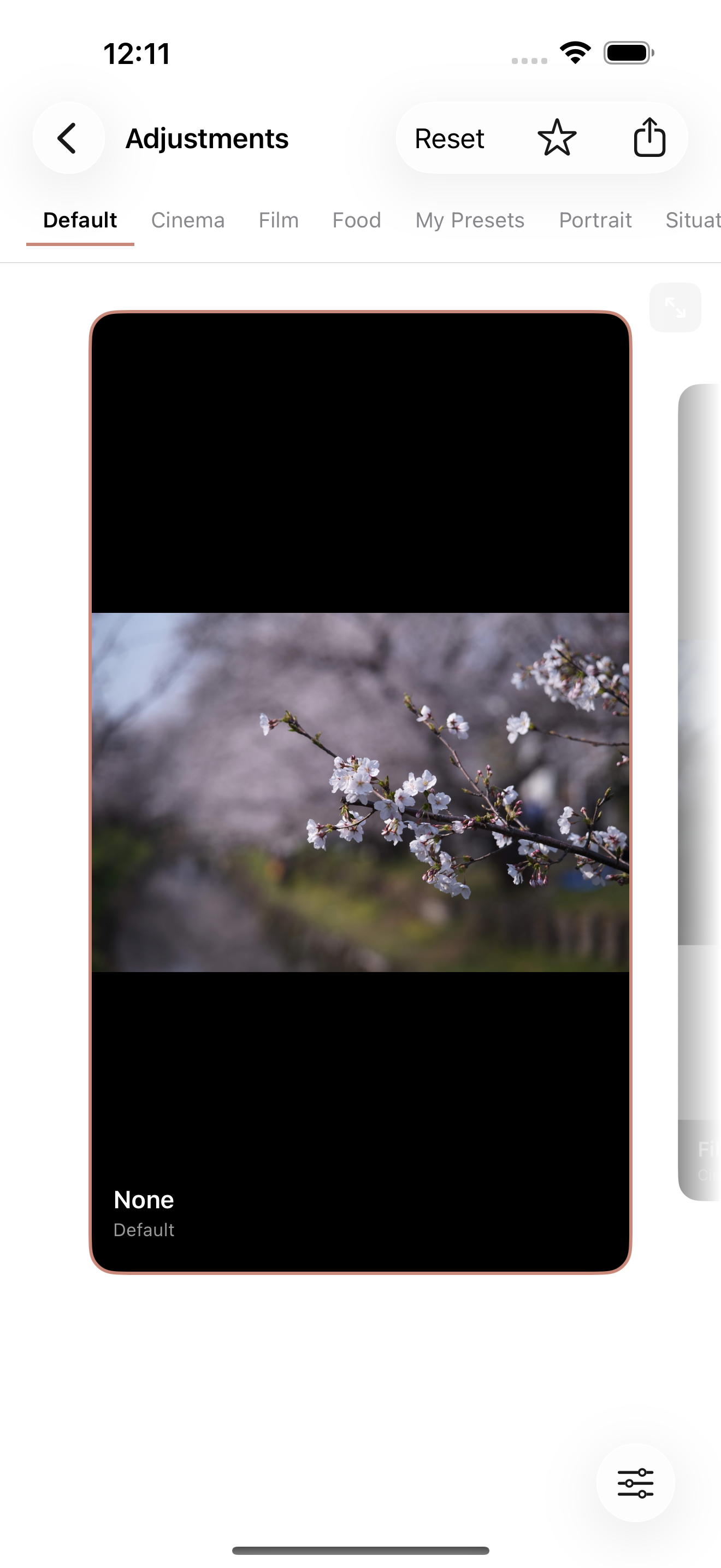 Swipe presets feature